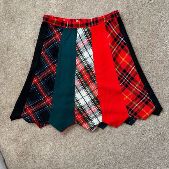 Vintage Peerless of Boston Plaid Skirt Patchwork Wool Tartan Size 13 - Picture 4 of 5